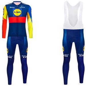 Conjuntos 2024 Lidl Terkking Ciclismo Jersey Bibs Calças Terno Homens Mulheres Ropa Clclismo Equipe Inverno Pro Thermal Fleece Jaqueta Maillot Cl