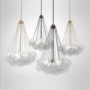 Nordique moderne Simple boule de verre dépoli Restaurant pendentif lumières concepteur chambre d'enfants suspension lampe classique Led éclairage 2520