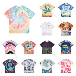 Homens camisetas Designer T-shirt Tie-dye Alfabeto Impressão Manga Curta High Street Moda Solta Retro Americano Casual Lavado