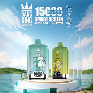 Orijinal Bang King Tesis Edilebilir E Sigara Puff 15000 Puff Büyük Vape Kalem 15k Puff 25ml Önceden doldurulmuş tek kullanımlık kalem suyu 650mAh şarj edilebilir pil