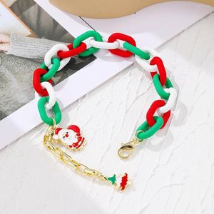 Pulseras de enlace Personalidad Diseño simple Pulsera con dijes Navidad Santa Muñeco de nieve Colgante para mujeres Chica Belleza Dulce Joyería linda Xma