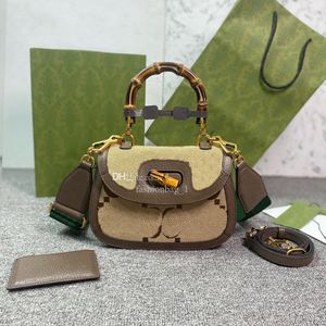 Bambusowa torebka designerska torba damska torba na ramię luksusowa wysokiej jakości skórzana torba crossbody 675797 Modna torba