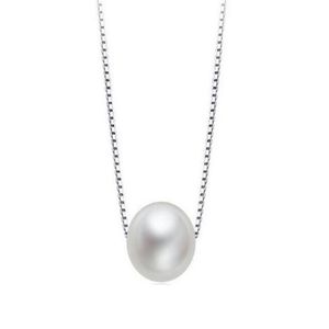 Simple Mother Pearl Pendant Necklace with Real 925 Sterling Silver Box Chain Elegant Jewelry for Womens Girls214f