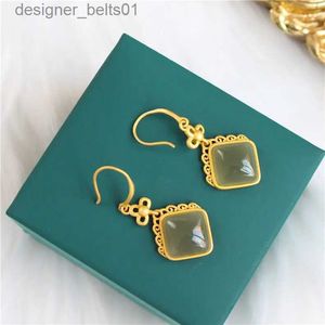 Dangle Chandelier S925 Sterling Silver Natural Hetian Jade Jade Jade Pattern Pattern inctic inctrics alctrics for women earrop earril231219