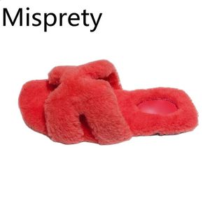 Hair Women Slippers Smooth Rabbit Open Toe Multiple Color Flat Designer Comfort Warm Shoe Simple Slip-on Outdoor Casual Slipper 231219 5