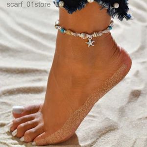Anklets nya skalstjärnor ankletter för kvinnor armband på benet handgjorda bohemiska fotkedja smycken sommartillbehör för strandl231219