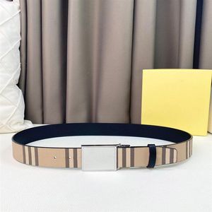 Designer Belt Cowskin Real Leather Width 3 5CM Classic Needle Buckle Belts Plaid for Man Woman 2 Style301S