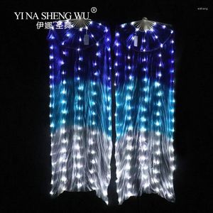 Stage Wear Seta LED Arcobaleno Danza Ventagli lunghi Donne Pancia Costume Puntelli per prestazioni Accessori cinesi