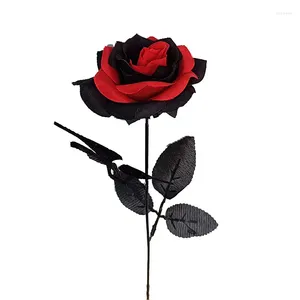 Dekorativa blommor Simulerade Rose Vintage Black Knight Single Simulation Flower Cool Stiliga Boy Man Gifts Happy Boys Birthday Party Decor