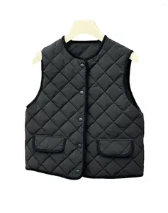 Gilet da donna Gilet Giacca corta Versione ampia di tinta unita Design monopetto caldo e confortevole 2023 Inverno 1125