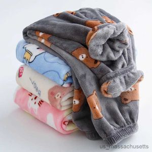 Pajamas Children's Flannel Pants Autumn Winter Trousers for Kids Boys Girls Thickened Velvet Home Warm Pajamas Pants Baby Sleepwear