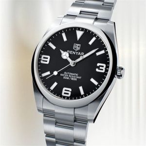 Andra klockor Benyar Top Brand Luxury Automatic Men s Mechanical Watch 50m Watertproof Luminous Rostly Steel Diver S 231219