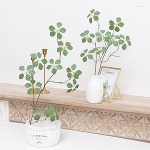 Flores decorativas artificiais plantas verdes falso longo ramo folhas para casa casamento interior jardim decoração vaso sala de estar mesa diy