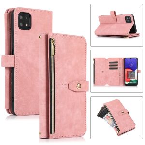 Zipper Multi Cards Holder Purse Phone Case For Samsung Galaxy A54 A14 A34 A23 A12 A53 A52 S23 Ultra S22 S21 FE Crossbody Lanyard Wallet Flip Leather Kickstand Cover