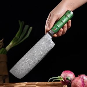 Knives Damascus Steel Santoku Meat Cleaver Chopping Butcher Beef Knife Slicing Kitchen Knife Cutting Knives Wood Handle Cooking Tool