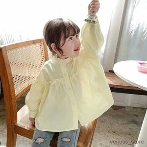 Mädchenkleider 2023 Frühlings Sommer Neues Kinderkleid weiß Langarm Shirt Dot Top Girls Babyhemd Mädchen Blusen lässig Kleidung Tunika