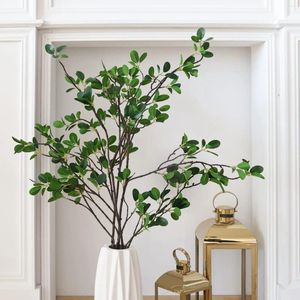 Decorative Flowers Artificial Plant Green Branches Fake Ficus Twig Leaf Greenery Stems For Home Office Shop Garden Wedding Vase Filler