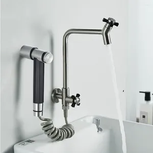 Bathroom Sink Faucets G1/2 304 Stainless Steel Basin Faucet 360° Rotating Single Cold Kitchen Water Tap Toilet Spray Gun Washbasin Mixer