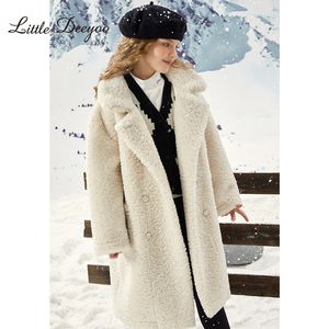 Girls' Thick Lamb Wool Coat Winter New Big Children Fashion Children Girls Pelleted Cashmere Coat