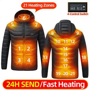 Mens Down Parkas Heated Jackets For Men And Women Usb Electric Hoodie Winter Heating Clothing Warming Hunting Coat Rechargeable 231218