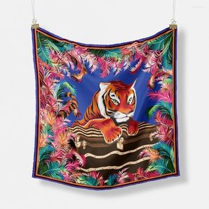 Lenços 2023 marca design tigre lenço de seda moda mulheres foulard quadrado pequena cabeça pescoço gravata banda neckerchief