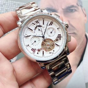 Top Brand Fashion Men Rose Gold Watch Zegarek ze stali nierdzewnej luksusowy człowiek zegarek mechaniczny automatyczny księżyc faza na rękę męską dla mnie1938