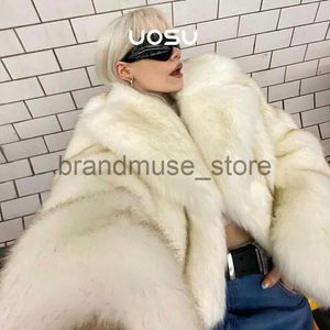 FURE FUR FUA FAUX FUR Gradient Przycięta puszysta puszysta kurtka futra damska płaszcz 2023 Zimowy szyk zagęszcza Faux Fut Fur luksusowa marka luksusowa marka stroju mody J231219