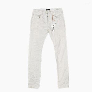 Calças de brim masculinas roxo marca roxo jeans magros homens branco estiramento destruir denim bolso calças de algodão vintage para homem