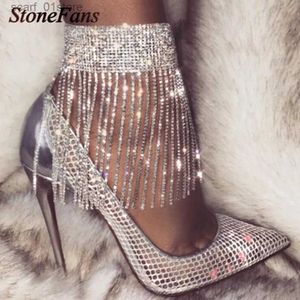 Anklets 1PC Stonefans Full Rhinestone Tassel Adjustable Ankles Foot Chain Jewelry for Women Crystal Anklets Cheville Bracelet Leg GiftsL231219