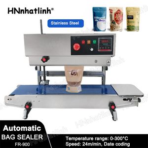 FR-900 Vertical Automatic Continuous Sealing Machine Bag Doypack Sealer Packaging Machine With Date Coding Batch Number Blue