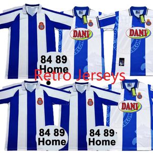 1984 1989 RCD Espanyol Retro Soccer Jerseys Home Short sleeves Football Shirt man Uniforms
