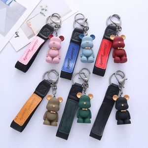 Wholesale Cartoon Violent Action Figure Keychain Cute Bow Tie Bear Car Key Chain Pendant for Women and Men