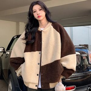 Kvinnor Hoodies Sweatshirts Winter Fleece Fluffy Jacket Kvinnor Harajuku Patchwork Tjock Warm Fuzzy Plush Zip Up Hoodie Parka Jackets Coat Y2K Outwear 231218