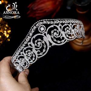 Bröllopshår smycken lyx CZ Crystal Headdress Queen Big Crown Bridal Wedding Tiara Women Beauty Pageant Bride Hair Accessories Jewelryl231120
