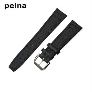 20mm 21mm 22mm New Black Green Nylon and Leather Watch Band strap For IWC watches259U