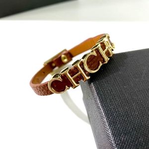 marchio di moda jewerlry braccialetto in pelle con lettera ch per donna ampio braccialetto multicolore con segno rotondo