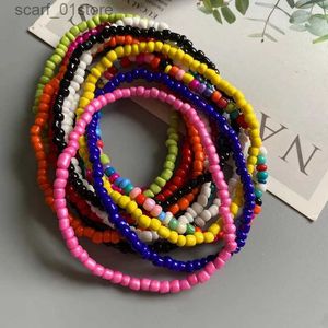 Anklets Anklet for Women Colorful Fashion Girl Tiny Seed Beads Foot Bracelet Yellow Pink Blue Color Summer Bohemian Anklet Gift JewelryL231219