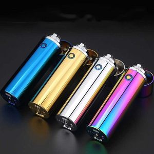 USB -wiederaufladbare Plasma -Puls -Zigarette leichter 6 Lichtbogen -Touchscreen mit LED Light Cross Dual Power Display Geschenk für Männer
