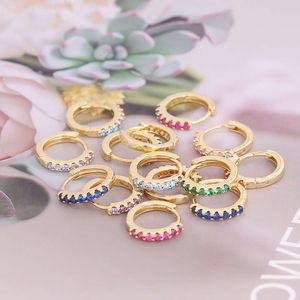 Wholesale Gold Plated Multicolor Cubic Zircon Hie Hoop Earrings for Women Jewelry