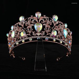 Fermagli per capelli Barocco Lusso Vintage AB Colore Cristallo Diademi e corone da sposa Donna Strass Party Pageant Diadema Accessori da sposa