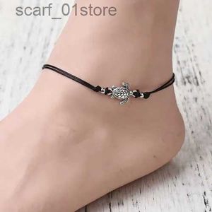 Anklets Boho justerbar ankel antik havssköldpadda djur charmpärlor kedja anklet kvinnor sommar strand sandaler ankel armeletl231219