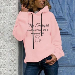 Hoodies femininos moda colete camisolas para moletom com capuz pulôver gráfico engraçado cães bonitos carta impressão gota sobre tamanho