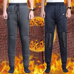Men's Pants Winter Fleece Thick Warm Casual Drawstring Sweatpants High Quality Zipper Pocket Jogging Sweatpant