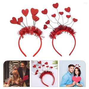 Bandanas 2 Pcs Props Heart-Shaped Headband Girls Valentines Day Hair Hoop Pu Accessories