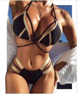 Badebekleidung Gold Stempel Bikini Set sexy gepolsterte Frauen Badeanzug Schub -up Bandeau Badebekleidung Sommer Beachwear Brasilien Badeanzug 2019