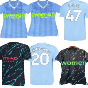 23 24 de Bruyne Phillips Mans Cities Grealish Ferran Mahrez Foden Bernardo Joao Cancelo Z Rodrigo Shirt da calcio Kit da donna SET