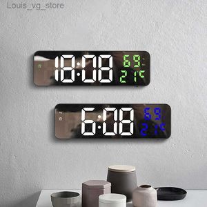 Wall Clocks LED Electronic Alarm Clock Large Digital Wall Clock Temperature Date Display Adjustable Brightness Clock for Home Decoration T231219