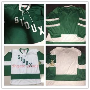 Męskie vintage 1959 Północna Dakota Fighting Sioux Hockey Jersey Green White Vintage Sioux Jerseys Custom Custom Imię Haftowe zszyte 49