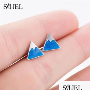 Stud Creative Tiny Snow Mountain Earring Sliver Blue Sky Enamel Stud Earrings For Women Jewelry Gifts Boucle Doreille290V Drop Deliver Dhdrw