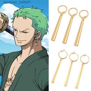 Dangle Chandelier Anime Roronoa Zoro Cosplay Earrings Sauron Ear Clips Golden Pendant Hook Earrings For Women Men Jewelry 3Pcs/SetL231219